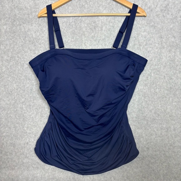 Lands' End Bandeau Tankini Swim Top Removable/Adjustable Straps-Navy-Women 20W - Picture 2 of 8